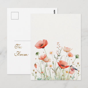 Aquarell-Wiesengrußkarte, Elegante Blumenmuster Postkarte