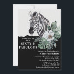 Aquarell Wild Zebra 60. Geburtstag Einladung<br><div class="desc">Watercolor Floral Wild Zebra 60. Geburtstag Einladungen bietet eine elegante Aquarell Wild Zebra mit Aquarellfarben-Blume auf weißem und schwarzem Hintergrund mit Ihren 60 Geburtstagseinladungen unten. Personalisieren Sie den Text in den Textfeldern,  indem Sie ihn bearbeiten. Für Sie entworfen von Evco Studio www.zazzle.com/store/evcostudio</div>