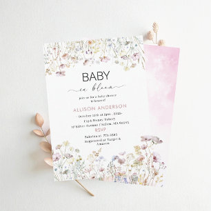 Aquarell-Wildblume Baby in Blüte Babyparty Einladung