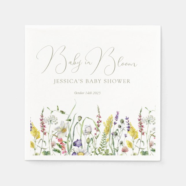 Aquarell Wildblume Babydusche Serviette (Vorderseite)