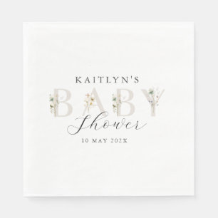 Aquarell Wildblume Babydusche Serviette