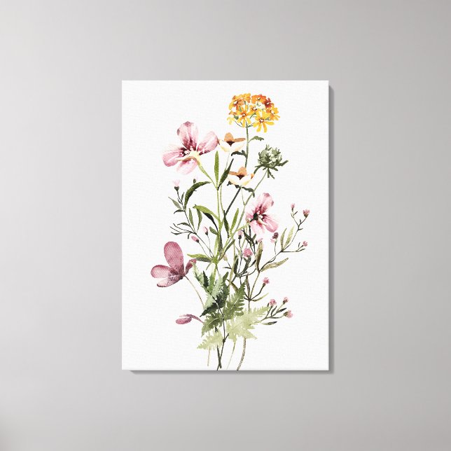 Aquarell-Wildblume Bouquet #1 Leinwanddruck (Vorderseite)