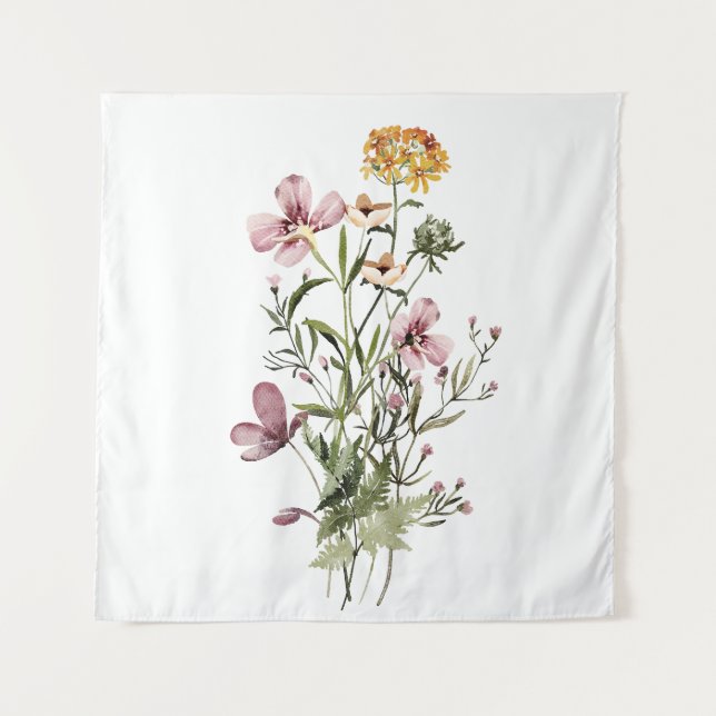 Aquarell-Wildblume Bouquet #1 Wandteppich (Vorderseite)