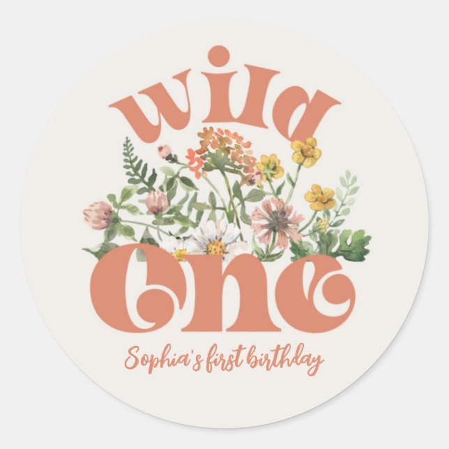 Aquarell-Wildblume Danke, Aufkleber (Vorderseite)