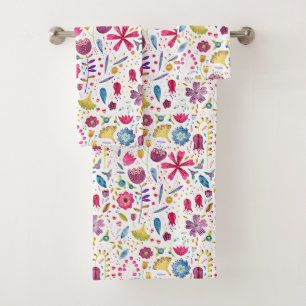 Aquarell-Wildblume Einzigartig Badhandtuch Set