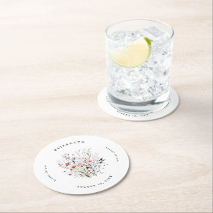 Aquarell Wildblume   Florale Brautparty Runder Pappuntersetzer