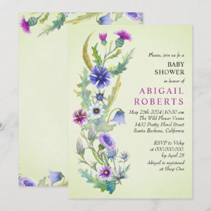 Aquarell Wildblume Frühjahrsheim Babydusche Einladung