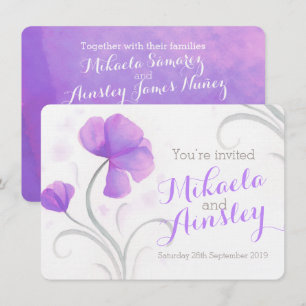 Aquarell Wildblume lila Hochzeit einladen Einladung