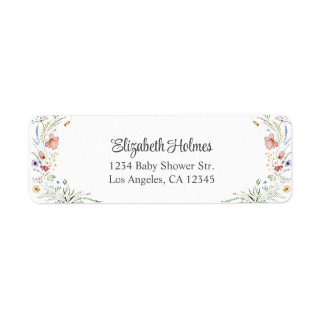 Aquarell Wildblume Meadow Baby Dusche Anschrift (Vorne)
