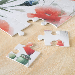 Aquarell-Wildblume Mohn Gänseblümchen