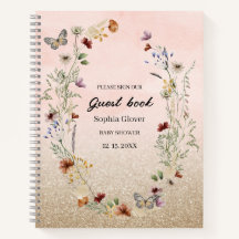 Aquarell-Wildblume und Butterfly Babydusche No
