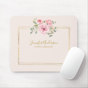 Aquarell-Wildblume Üppig Hauchzartes Rosa Blütenfl Mousepad
