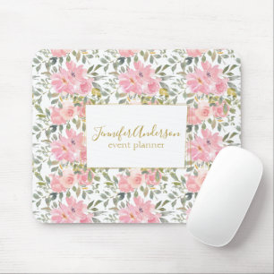 Aquarell-Wildblume Üppig Hauchzartes Rosa Blütenfl Mousepad