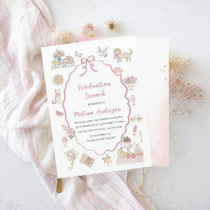 Aquarell-Wildblumen-Abschluss-Brunchanwalttemplate Einladung