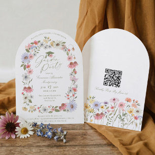 Aquarell-Wildblumen-Abschlussfeier-Gartenparty Einladung