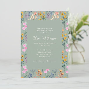 Aquarell-Wildblumen-Abschlussfeier im Floral-Stil Einladung