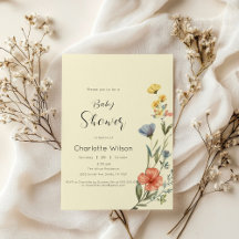 Aquarell-Wildblumen-Baby-Shower-Einladung
