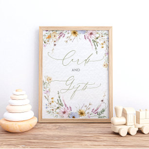 Aquarell-Wildblumen-Baby-Shower-Karten und Geschen Poster