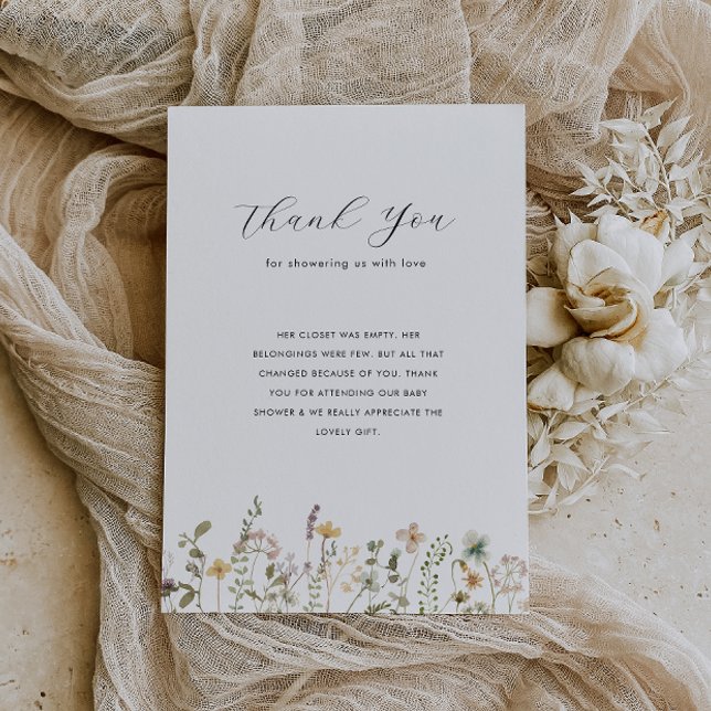 Aquarell Wildblumen Babydusche Dank Karte (Von Creator hochgeladen)