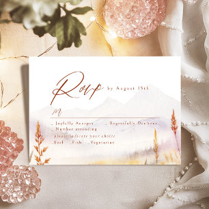 Aquarell-Wildblumen-Berg-Rustikale-Hochzeit RSVP Karte