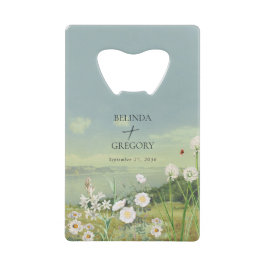 Aquarell-Wildblumen-Berglandschaft-Hochzeit Geldbeutel Flaschenöffner