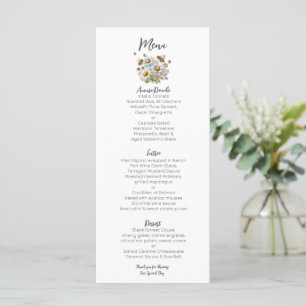 Aquarell-Wildblumen-Biene-Hochzeit  Menükarte
