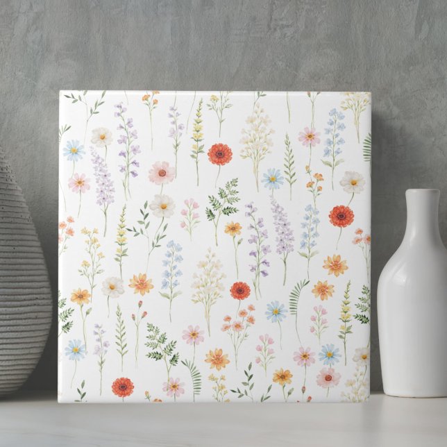 Aquarell-Wildblumen-Blumen-Botanik-Muster Fliese (Von Creator hochgeladen)