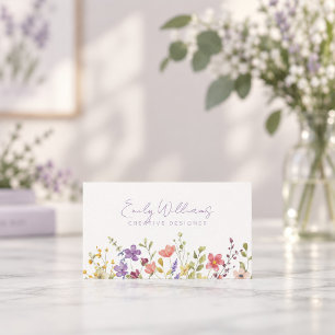 Aquarell-Wildblumen-Blumen-Geschäftskarte Visitenkarte