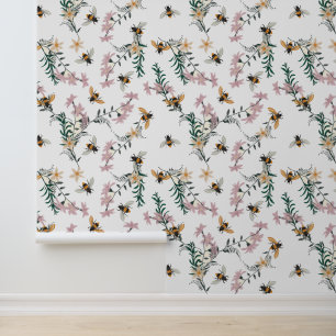 Aquarell Wildblumen Blumen Hummeln Tapete