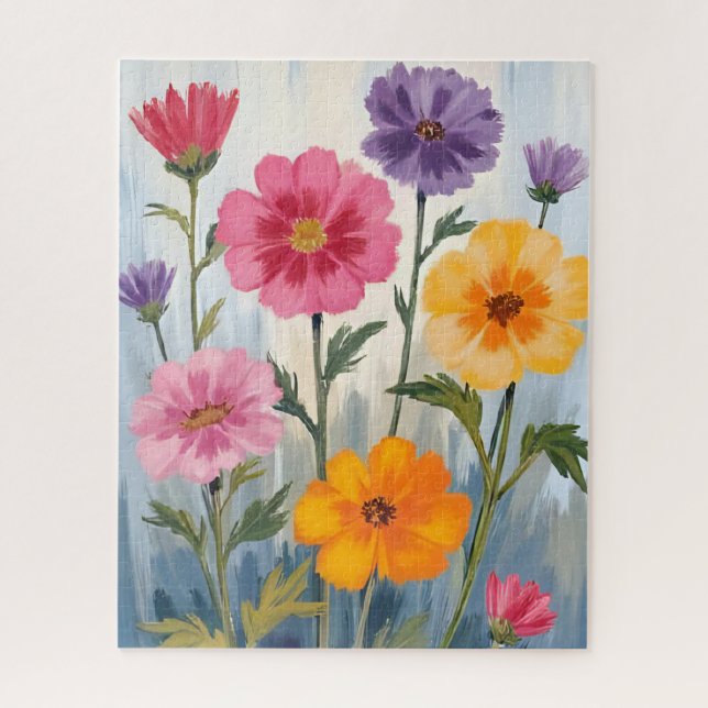 Aquarell-Wildblumen | Blumenfeld-Malerei (Vertikal)