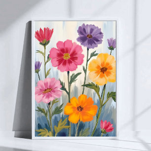 Aquarell-Wildblumen Blumenfeld-Malerei Poster