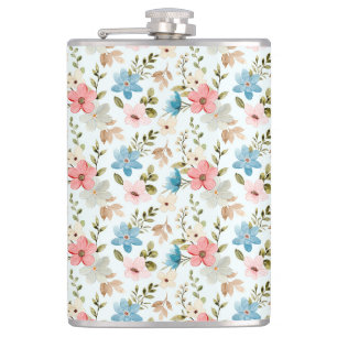 Aquarell-Wildblumen-Blumenmuster Flachmann