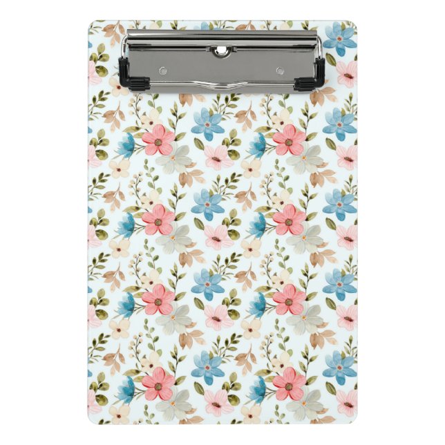 Aquarell-Wildblumen-Blumenmuster Mini Klemmbrett (Vorderseite)