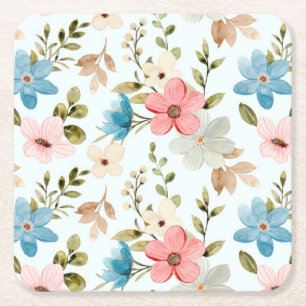 Aquarell-Wildblumen-Blumenmuster Rechteckiger Pappuntersetzer