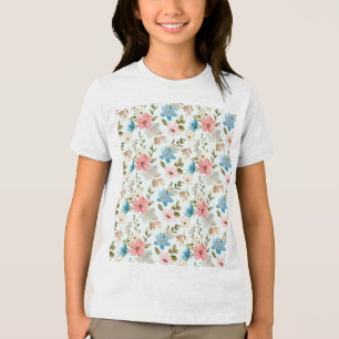 Aquarell-Wildblumen-Blumenmuster Tri-Blend Shirt