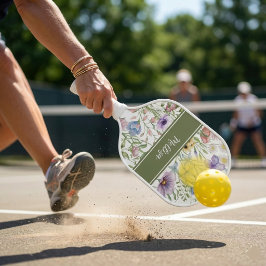 Aquarell-Wildblumen-Blumenstrauß-Individualisierba Pickleball Schläger