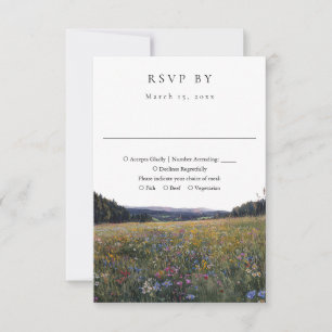Aquarell-Wildblumen-Blumenwiese-Hochzeit RSVP Karte