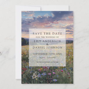 Aquarell-Wildblumen-Blumenwiese-Hochzeit Save The Date