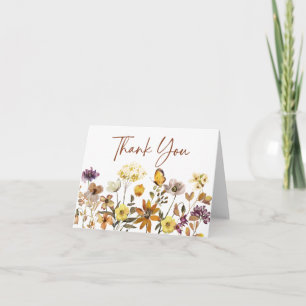 Aquarell-Wildblumen-Boho-Herbsthochzeit Dankeskarte