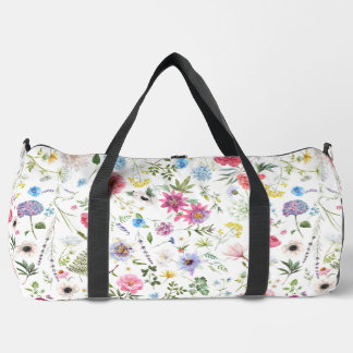 Aquarell-Wildblumen-Botanischer-Garten-Muster Duffle Bag