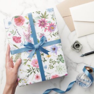 Aquarell-Wildblumen-Botanischer-Garten-Muster Geschenkpapier