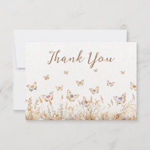 Aquarell Wildblumen Butterfly Boho Babydusche Dankeskarte