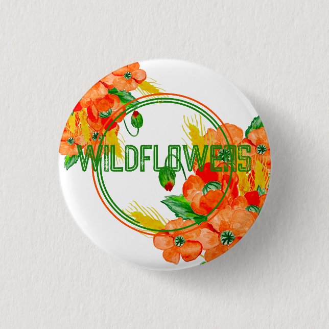 Aquarell-Wildblumen Button (Vorderseite)
