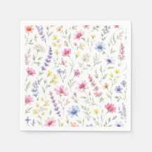 Aquarell-Wildblumen-Cocktailserviette
