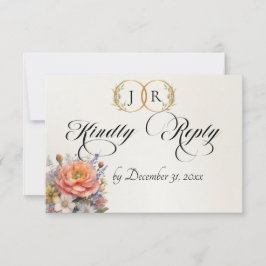 Aquarell-Wildblumen - Creme RSVP Karte