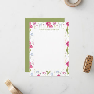 Aquarell-Wildblumen-Elegante Personalisierte Blume Mitteilungskarte
