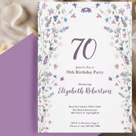 Aquarell-Wildblumen-Frauen-70. Geburtstag Einladung