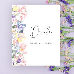Aquarell-Wildblumen Getränke bedienen Sie sich sel Poster