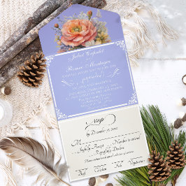 Aquarell-Wildblumen - Himmelblau All-in-One-Einladung