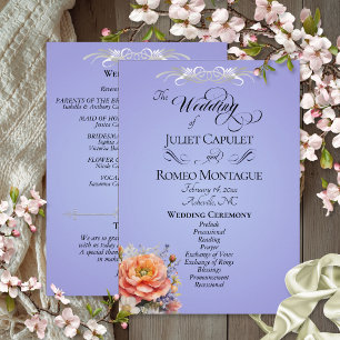 Aquarell-Wildblumen - Himmelblau-Hochzeit Programm
